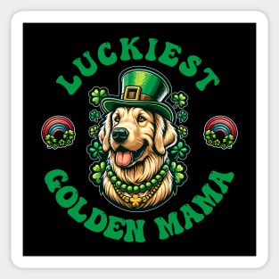 Luckiest Golden Mama - St Patricks Day Golden Retriever Sticker